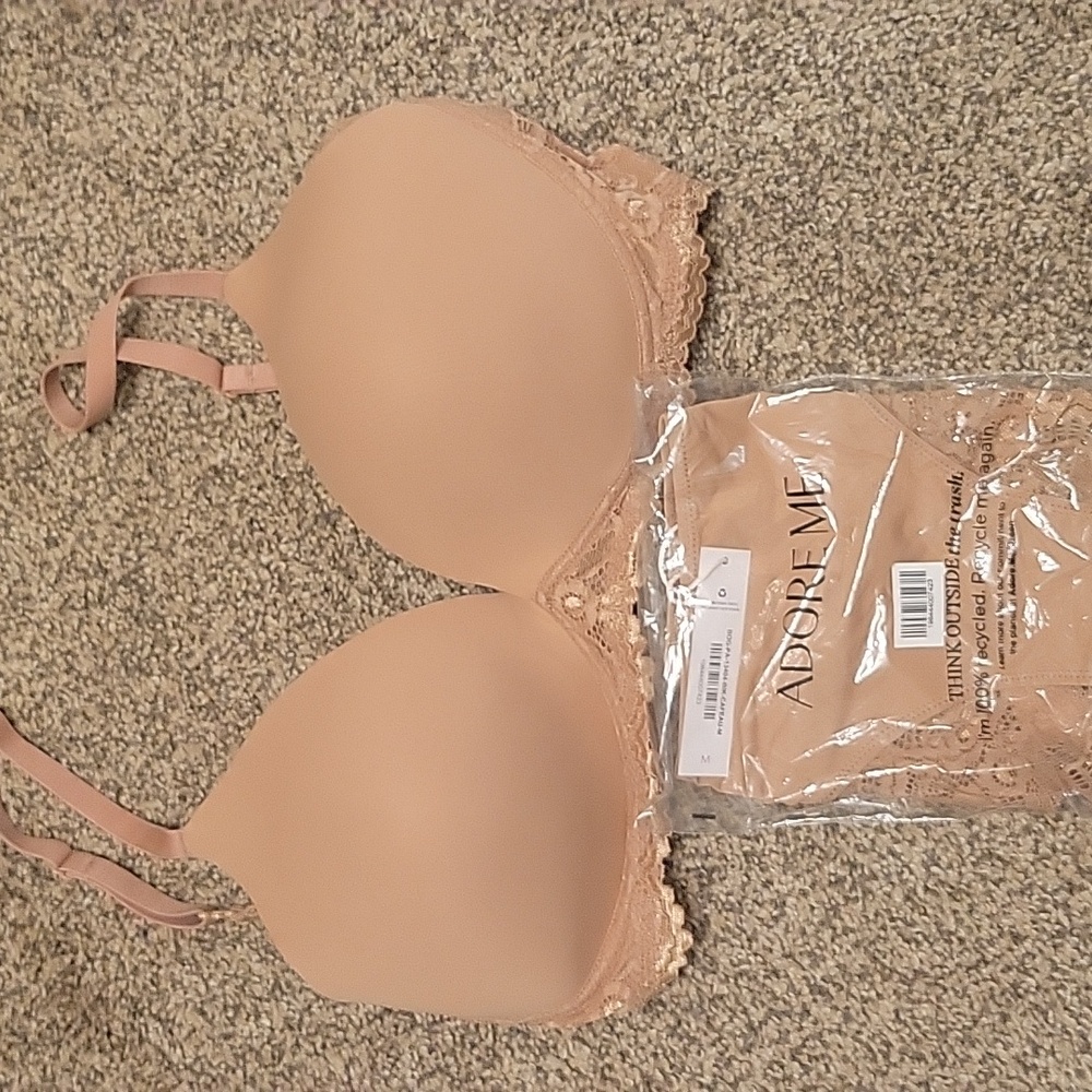 Adore Me Nude Lace Bra And Thong Panty SET